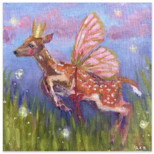 Fine Art Print,  'Fairy Fawn', whimsical artwork for little girls room