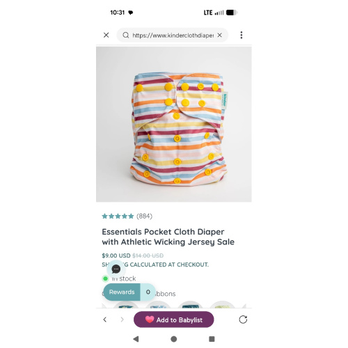 Essentials Pocket Cloth Diaper with Athletic Wicking Jersey Sale
