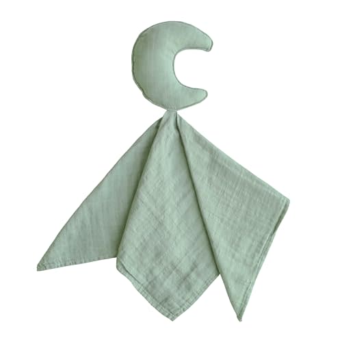 mushie Moon Security Blanket | Baby Lovey | 100% Organic Muslin Cotton (Roman Green)