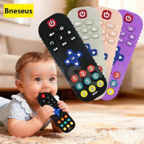 Bneseus 1pc Silicone Teething Toy Suitable For 0-6 Months, 6-12 Months Babies, Remote Control Silicone Teether, Sensory Toy, Chewing Toy For Boys And Girls, Christmas Gift, Stocking Stuffer | SHEIN USA