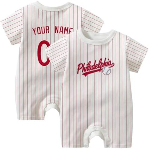 KREDE Baby Clothes Unisex White Bodysuit Rompers Custom Name Number for Baby Boys