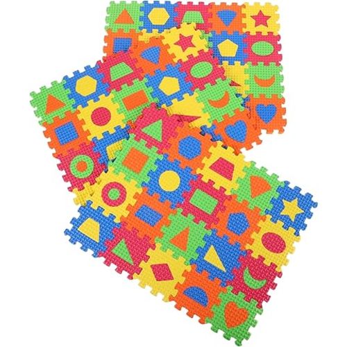 60pcs Geometric Foam Interlocking Mats for Play Crawling and Home Gym Use Soft Washable Material Floor Tiles for Safe Comfortable Play Areas