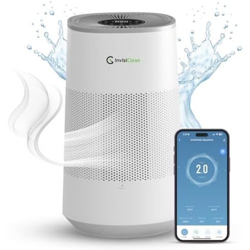 Air Purifier and Humidifier Combo All in One for Bedroom - Quiet 2 in 1 Smart Air Humidifier and Purifier for Home - Use Year-round for up to 1100 sq ft - InvisiClean AquaNova