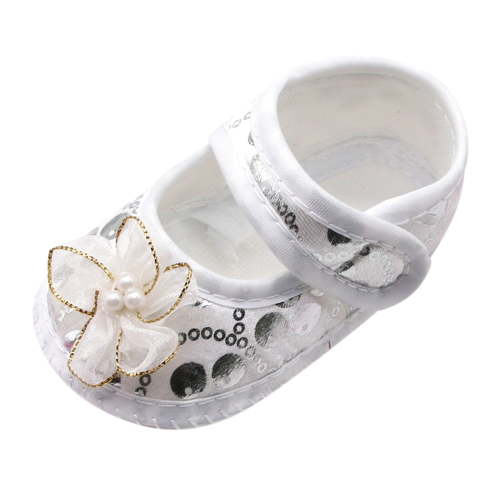 MEZZALL Baby Soft Sole Cute New Born Girls Casual Baby Dress Shoes Princess Shoes Cute Footwear, White, 0-3 Months