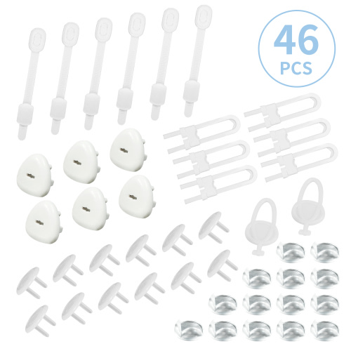 46 Packs Baby Proofing Kit,BUSATIA Cabinet Locks Baby Proofing Cabinets Kit,Baby Proofing Cabinet Locks for Cabinets & Drawers, Adjustable Safety Latches, Corner Guards and Outlet Covers