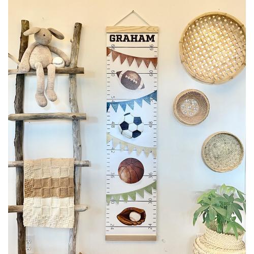 Personalized Growth Chart, Sports wall decor, Sports Shower, Baseball, Soccer, Football, Basketball, height chart