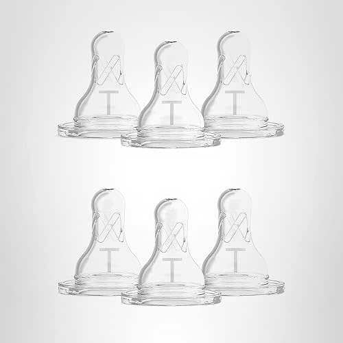 Dr. Brown's Natural Flow Level T Narrow Baby Bottle Nipple, Newborn Slow Flow, 0m+, 100% Silicone, 6-Pack