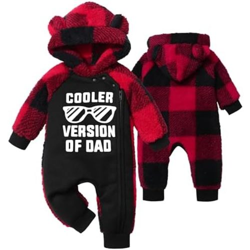 Baby Boy Clothes Winter Snowsuit Plaid Fleece Jumpsuit Bear Ear Hooded Romper Zipper Onesie Warm Infant Coat Outfit