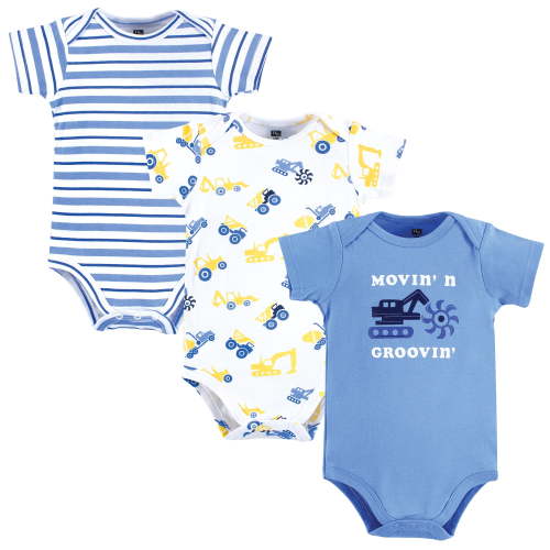 Hudson Baby Infant Boy Cotton Bodysuits, Movin Groovin, 3-6 Months