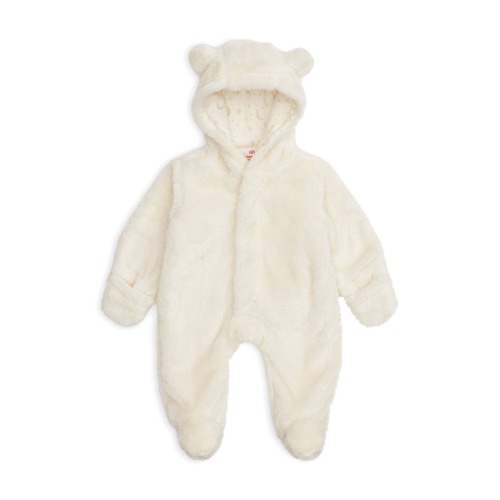 Minky Faux Fur Bear Hooded Footie Suit