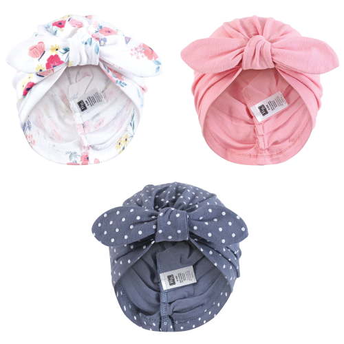 Hudson Baby Infant Girls Turban Cotton Headwraps, Butterfly Floral, 0-24 Months
