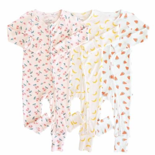 Fruit Bamboo Waffle Convertible Zip Rompers