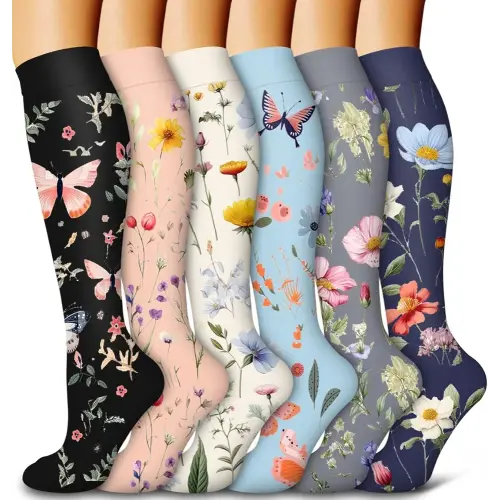 Bluemaple 6 Pack Copper Compression Socks for Women and Men Circulation-Best Support for Medical, Running,Nursing,Athletic