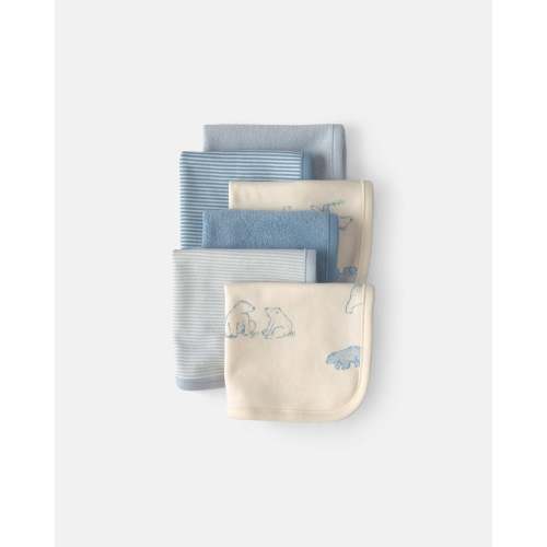 Baby 6-Pack Bear Terry Washcloths - Blue