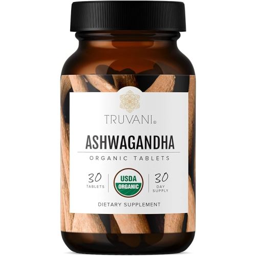 Truvani Organic Ashwagandha | Daily Energy, Positive Mood Support, Supports Brain Health | Supports Muscle Growth and Endurance | Healthy Sleep Support | Non-GMO | 30 Day Supply