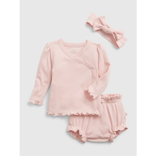 Baby 100% Organic Cotton Outfit Set in misty rose, size: 0-3 M