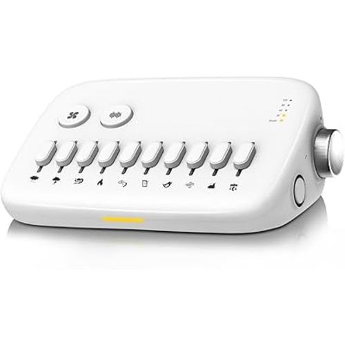 White Noise Sound Machine with 30 Soothing Sounds, Slide-Rail Button & DIY Scene Modes, Rechargeable/Plug in Sleep Machine, Adjustable Volume/Timers/Back to School Gift for Adult,Baby,Travel