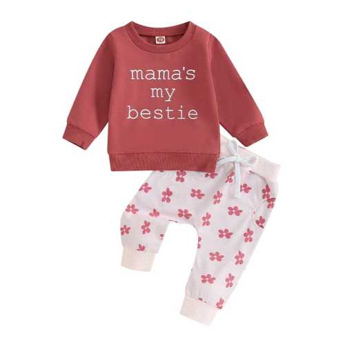 Little Girl Mama's My Bestie Floral 2-Piece Outfit Set – The Trendy Toddlers