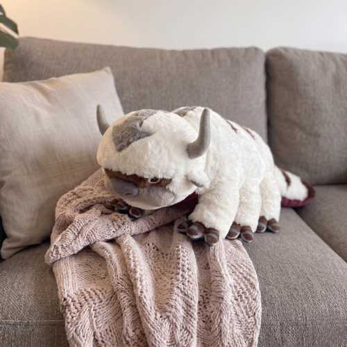 Appa Plush, Avatar The Last Airbender Stuffed Animal, Giant Flying Bison Plush Toy, Soft Kawaii Collectible Gift for Fans Kids