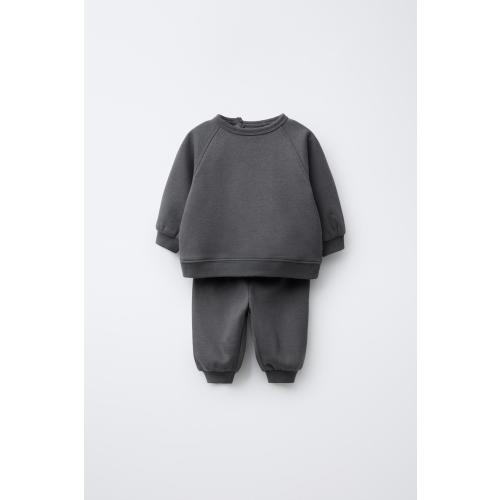 SWEATSHIRT AND JOGGER SET WITH BRUSHED INTERIOR - Charcoal gray | ZARA United States