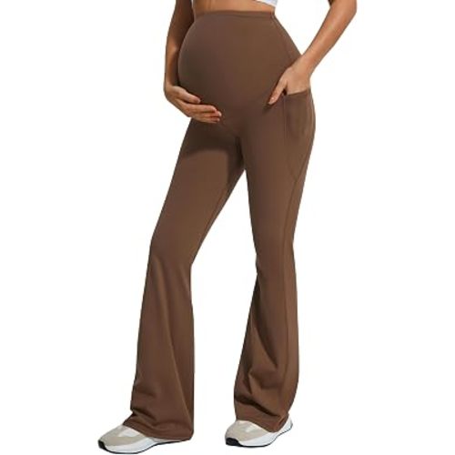 JOYSPELS Maternity Flare Leggings Over The Belly with Pockets – Soft, Comfortable Pregnancy Yoga & Daily & Work Pants