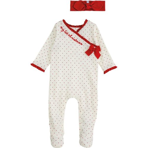 Mud Pie Baby Girls' Mud Pie Kids Christmas Dot My 1st Christmas Sleeper