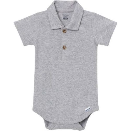 Gerber Baby Boys' Polo Bodysuit, Gray Heather, 6-9 Months