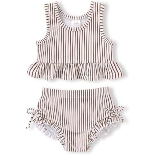 HAPPYMA Baby Swimsuit Toddler Girl Bathing Suit Summer Stripe Bikini Set Beach Two Piece Swim Wear