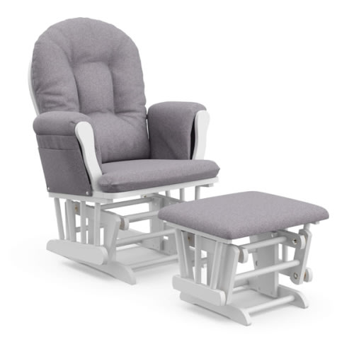 Storkcraft Premium Hoop Glider & Ottoman (Espresso/Gray Swirl) — GREENGUARD Gold Certified Nursery Glider, Solid Wood Craftsmanship, Smooth-Gliding Nursery Chair and Ottoman, Award-Winning