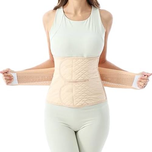 Allaugh Postpartum Belly Band for Women: Abdominal Binder Post Surgery, C Section Waist Trainer, New Mom Recovery Support, Tummy Tuck Pain Relief & Post Birth Core Compression, Easy Put On Take Off