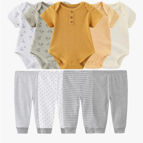 Kiddiezoom Baby Layette Set Baby Boys' 9-Piece Bodysuits Pants Set Toddler Girl Boy Unisex Baby Gift Sets