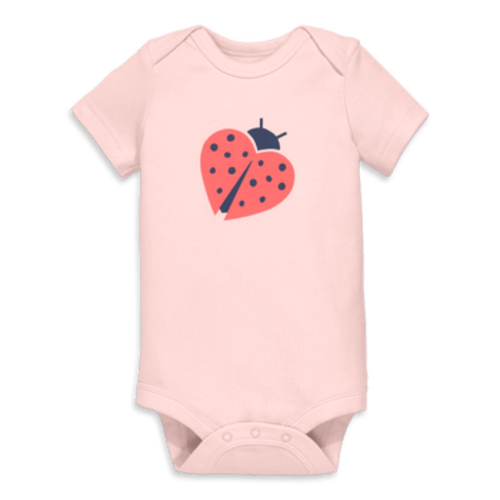 Organic Short Sleeve Ladybug Babysuit, 3-6M