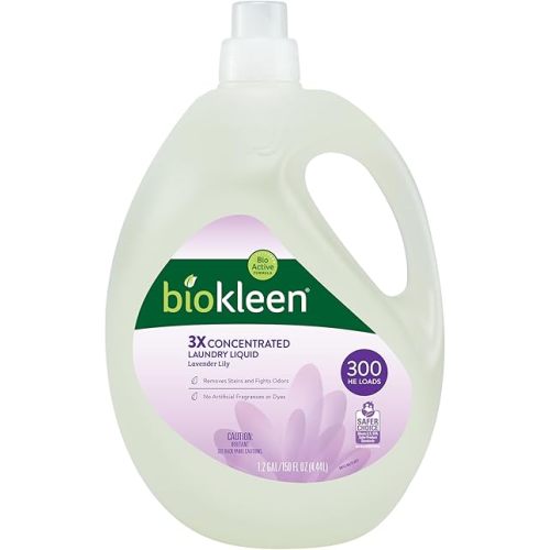 Biokleen Natural Laundry Detergent - 300 HE Loads - Liquid, Eco-Friendly, Plant-Based, No Artificial Fragrance, Colors or Preservatives, Lavender Lily, 150 Fl Oz
