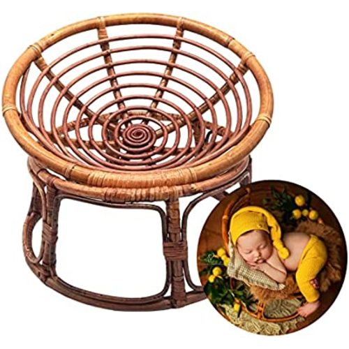 Newborn Photography Props Retro Handmade Baby Papasan Chair Rattan Baby Photoshoot Props Girl Boy Photo Bed Prop Baby Chairs for Newborns Newborn Posing Furniture