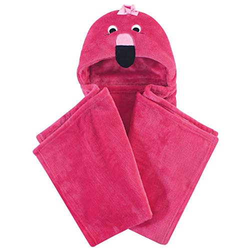 Hudson Baby Unisex Baby and Toddler Hooded Animal Face Plush Blanket, Flamingo, One Size