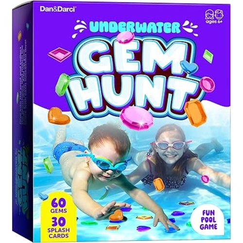 Dan&Darci Pool Gem Hunt Diving Game for Kids - Pools Toys for Kid Ages 6 7 8 9 10 11 12 Year Old - Water Games Swimming Dive Toy - Gifts for Girls, Boy Ages 6-8, 8-12, Summer Fun