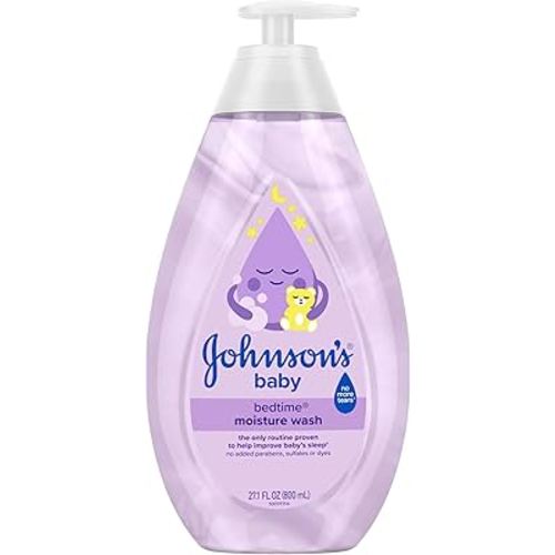 Johnson's Baby Bedtime Moisture Body Wash, Soothing NaturalCalm Aromas, Nighttime Bath Wash to Help Calm Baby Before Bed, Baby Wash, No added Parabens & Sulfates, 27.1 fl. oz
