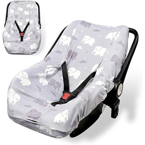 TANOFAR Baby Car Seat Cover Liner, Infant Carseat Cover Liner and Protection for Boys Girls, Universal Fit Car Seat Protective Cover, Soft Comfortable, Machine Washable, Grey Elephant