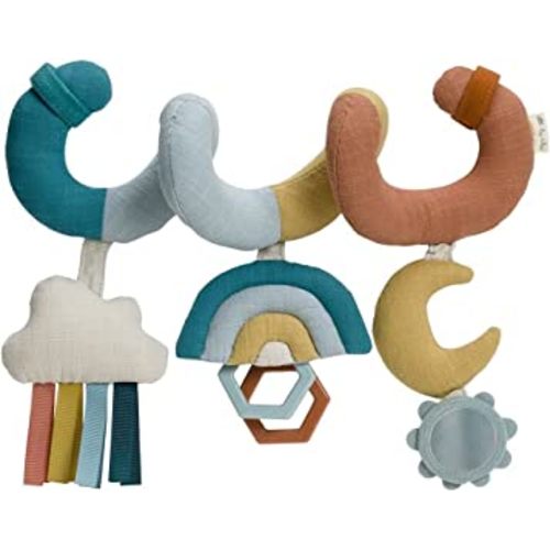 Itzy Ritzy Spiral Car Seat & Stroller Activity Toy; Includes Clinking Rings, Mirror and Textured Ribbons; Rainbow