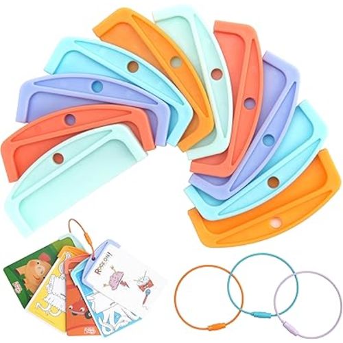 10 Pcs Reusable Plastic Card Holders for Yoto Cards with 3 Ring Loops, Portable Card Holder for Yoto Mini Player Audio Cards, Kids Travel Carrier, Yoto Accessory Organizer Storage Set