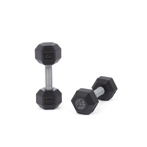 Dumbbell Rattles Set, 2 Pieces, Realistic Looking, Lightweight and Great Sensory Play Toy for Baby Showers and Fitness Loving Parents, 3+ Months, Black, PLA Plastic