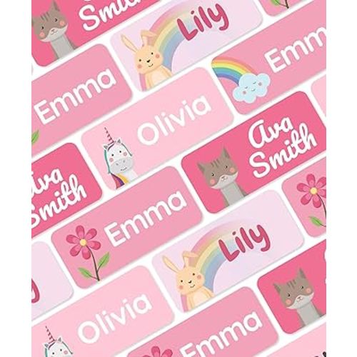 Personalized Name Labels for Kids (70 Labels) - Durable & Waterproof Custom Name Stickers for Clothing Tags, School Supplies, Camp & Daycare - Blush (1.2”x0.5”)
