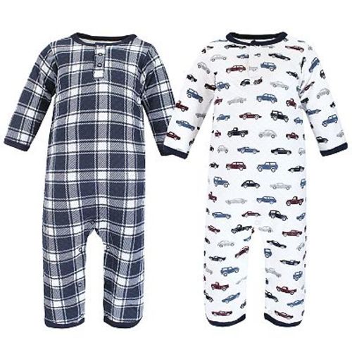Hudson Baby Infant Boy Premium Quilted Coveralls, Cars, 0-3 Months
