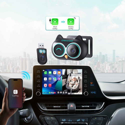 Ottocast Cabin Care Wireless CarPlay Adapter Car Rear Seat Camera for Baby Pets Kids Car Accessories for Hyundai Benz VW Toyota
