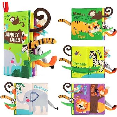 beiens Baby Books Toys, Touch and Feel Crinkle Cloth Book for Infant Baby 0-3-6-12-18 Months, Early Development Interactive Stroller Soft Toys, Shower Gifts Christmas Stocking Stuffers for Boys Girls