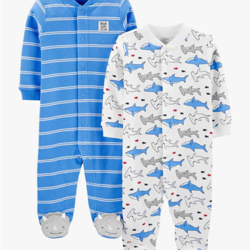Simple Joys by Carter's baby-boys 2-way Zip Thermal Footed Sleep and Play, Pack of 2