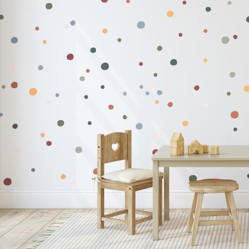 Earthy Spots and Dots Fabric Wall Stickers: Boho Nursery Decor