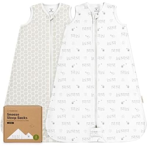 2pk Baby Sleep Sacks, Zipper Wearable Blanket, 100% Cotton (BumbleBear, M)