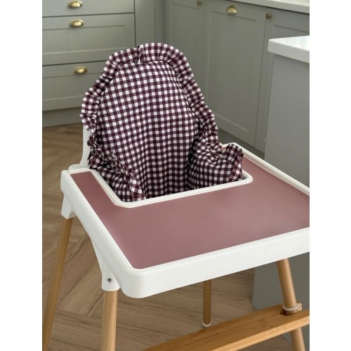Mulberry Gingham Ruffle High Chair Cushion Cover - Fits Ikea Antilop