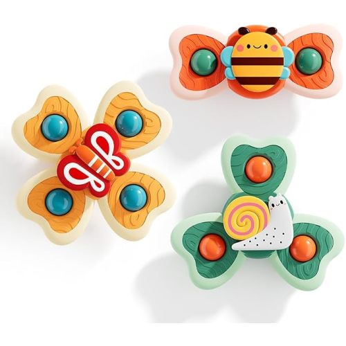 Suction Cup Spinner Airplane Travel Toys for 1 Year Old Boy Girl | Spinning Top 12 18 Months,1 2 Year Old Boy Birthday Gift,Baby Bath Toy for Kids Ages 1-3,Sensory Toy for Infant Toddlers